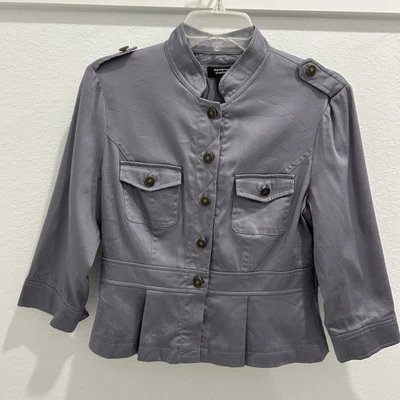 SPENSE LILAC RUFFLE TRIM COTTON SPANDEX LINEN BLAZER Size Petite Medium - Image 1 of 4