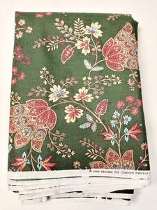 Vtg Joan Kessler Cotton Fabric 43x110" Floral Paisley Concord Fab Quilting Sew - Picture 1 of 2