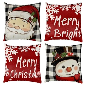 Christmas Decorations Throw Pillow Covers 18x18 inch Set of 4, Merry Christma... - Foto 1 di 8