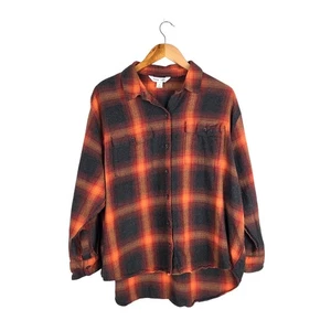 Camicia di flanella arancione Old Navy The Boyfriend Taylor Swift Evermore a quadri taglia XL - Foto 1 di 10