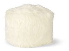 Dutch Living Room Decor Sheep Pouffe Faux Fur, Ivory 40 x 40 cm