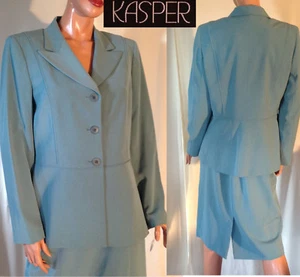 De Colección Gris-Verde Falda Lápiz Corta Traje 3 Botones Chaqueta Larga Carrera Negocios ~ 10 - Imagen 1 de 12