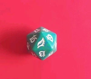 Lorwyn Green W/Blue Speckled Spindown Life Counter MTG D20 Dice Magic Mint - Picture 1 of 4