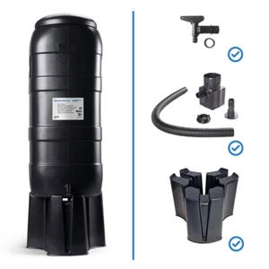 100L Slimline Water Butt with Stand, Lid, Hose Connect Tap & Rain Diverter - Picture 1 of 6