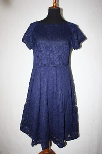 NWT MissMay Sz Girl's XL Retro Gorgeous Navy Blue Lace A-Line Dress Short Sleeve - Picture 1 of 6