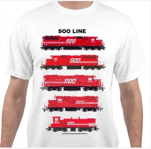 Soo Line Red Locomotives Railroad T-Shirt by Andy Fletcher - Picture 1 of 1