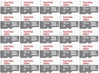 25 x SanDisk Ultra 16GB micro SD SDHC Class 10 Flash Memory Card 80MB/s SDSQUNS - Image 1 of 3