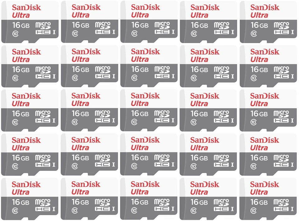 25 x SanDisk Ultra 16GB micro SD SDHC Class 10 Flash Memory Card 80MB/s SDSQUNS - Image 1 of 3