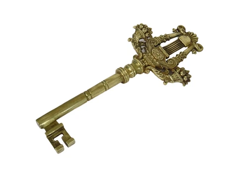 SOLID BRONZE ANTIQUE SKELETON KEY COAT OF ARMS PORTUGUESE ORNAMENT 19TH CT Cover