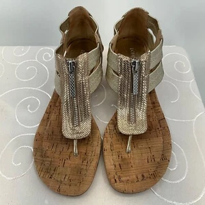 Sandali Donald J Pliner oro stampa serpente pelle sughero zeppa 6M Dori - Foto 1 di 9