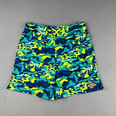 Vineyard Vines Swim Trunks Youth XL Green Yellow Camouflage Whale Lined - Image 1 of 4