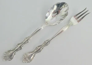 Pair INTERLUDE Pattern International Silverplate Sugar Sifter & Cocktail Fork - Picture 1 of 5