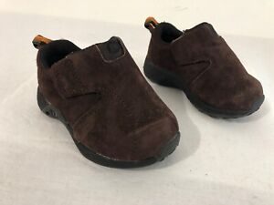 Merrill Junior Slip On Mocs Moccasins Shoes Brown Suede w/Black Baby Size 5W