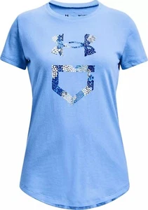 Under Armour Girls' Softball Logo Graphic Short Sleeve T Shirt Blue Youth Small - Picture 1 of 4