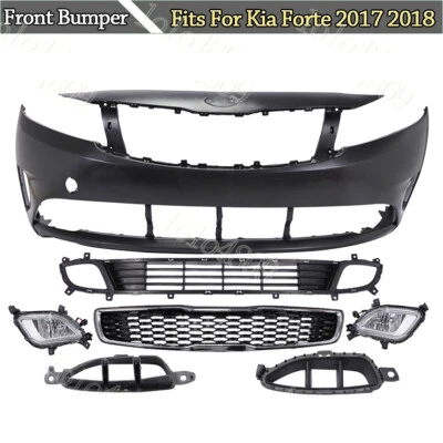 Fit 2017-2018 Kia Forte Front Bumper Upper+Lower Grille Complete Assembly NEW — 第 1/4 张图片