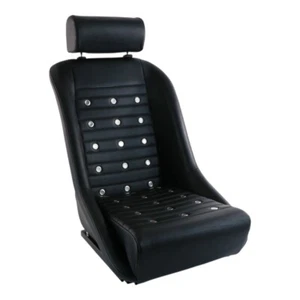 70er Jahre Sportsitz Silverstone verstellbar Kunstleder Kopfstütze & Rosetten - Picture 1 of 5