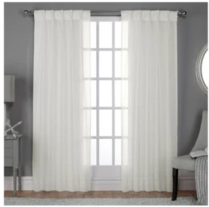 Exclusive Home Belgian Snowflake Sheer Rod Pocket Curtain, 50 in. W x 108 in - Picture 1 of 5