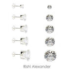 925 Sterling Silver Round Cubic Zirconia Clear CZ Stud Earrings Butterfly Posts