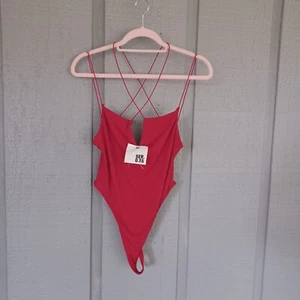 SER.O.YA Echo Bodysuit Size L Color Red Strappy Front And Back - Picture 1 of 13