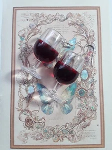  3D Handarbeit, Neuheit, Kitsch, Kawaii, Spaß, große Weinglas Ohrringe,  - Bild 1 von 2