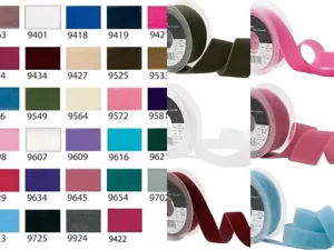 Berisfords Velvet Ribbon 9mm 16mm 22mm 36mm 50mm - Picture 1 of 49