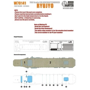 Cubierta de madera Hunter W70141 1/700 portaaviones IJN RYUJYO PARA FUJIMI 431000 - Imagen 1 de 1