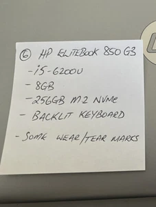 HP EliteBook 850 G3 15" Laptop: 6th Gen i5, 256GB SSD 8GB RAM *USED* - Picture 1 of 3
