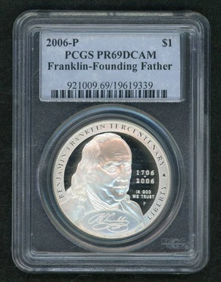 2006-P Franklin-Founding Father Proof $1 PCGS PR69DCAM - Image 1 of 2