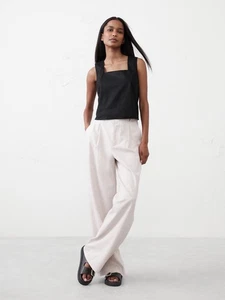 Banana Republic Damengröße L schwarz Leinen ärmellos quadratischer Ausschnitt Tanktop 65 $ - Bild 1 von 12