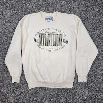 Moletom Vintage Penn State Grande Amarelo Creme Gola Redonda Universitária Pulôver NCAA - Imagem 1 de 4