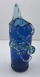 Vintage Cobalt Blue Hand Blown Glass Vase MCM Decor - Picture 1 of 8