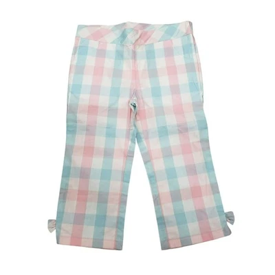 NUEVO Pantalones Janie & Jack Rosa Pastel Azul Blanco Cuadros Lazo al Tobillo Niñas 4 Pascua Foto 1 de 4