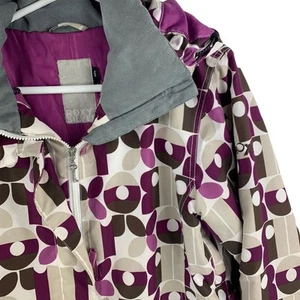 Roxy Silver Logo Patterned Purple Cream Ski Snowboard Winter Mantel Jacke | M - Bild 1 von 5