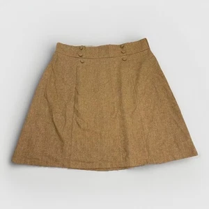 Modcloth Timeless Elements Gold Wool Blend Herringbone Tweed Skirt Size 24 Lined - Picture 1 of 9