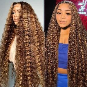 Ombre Lace Front Wig Human Hair Highlight Deep Wave 5x5 Hd Lace Closure Wigs ... - Picture 1 of 6