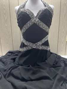 Vestido de Noche FLIRT Maggie Sottero Negro Lentejuelas Baile de graduación Talla 10 Preloved - Imagen 1 de 9