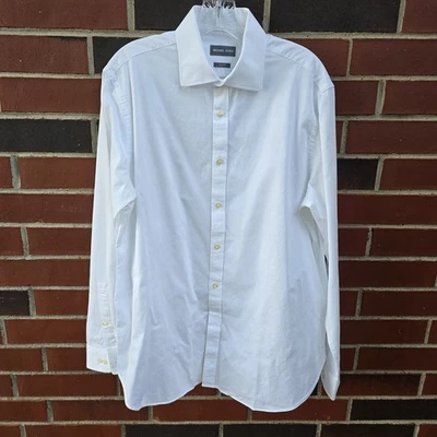 Camisa de vestir Michael Kors para hombre ajustada grande 16 1/2 34-35 blanca camisa de algodón Foto 1 de 4