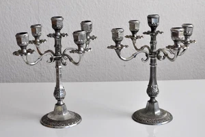Candelabro de metal Made in Italy candelabro candelabro 5 brazos plata - Imagen 1 de 9