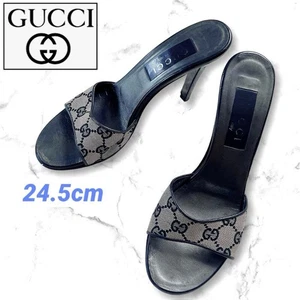 Sandalias de mula negras de lona Gucci para mujer GG 7,5 EE. UU./24,5 cm/JP - Imagen 1 de 15
