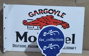 Gargoyle Mobiloel Porcelain Enamel Sign 18 x 10 Inches 2 Sided - Picture 1 of 7
