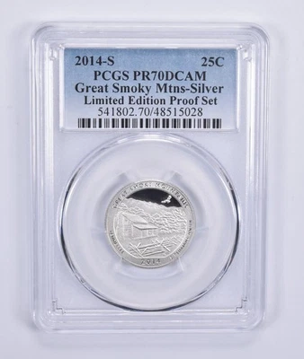 Juego de edición limitada Great Smoky Mountains 2014-S cuarto de plata PR70 PCGS *0312 Foto 1 de 4