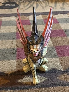 Vintage Winged Creature Singa Lion Wood, Hand Painted And Carved - Picture 1 of 7