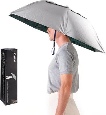 Luwint Head Umbrella Hat 36" Hands Free Folding Sun Rain Cap for Fishing Hiking - Image 1 of 4