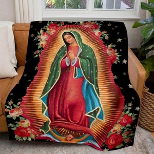 Manta de cama de franela polar micropelusa Virgin Maria ligera ultra suave tiro - Imagen 1 de 12