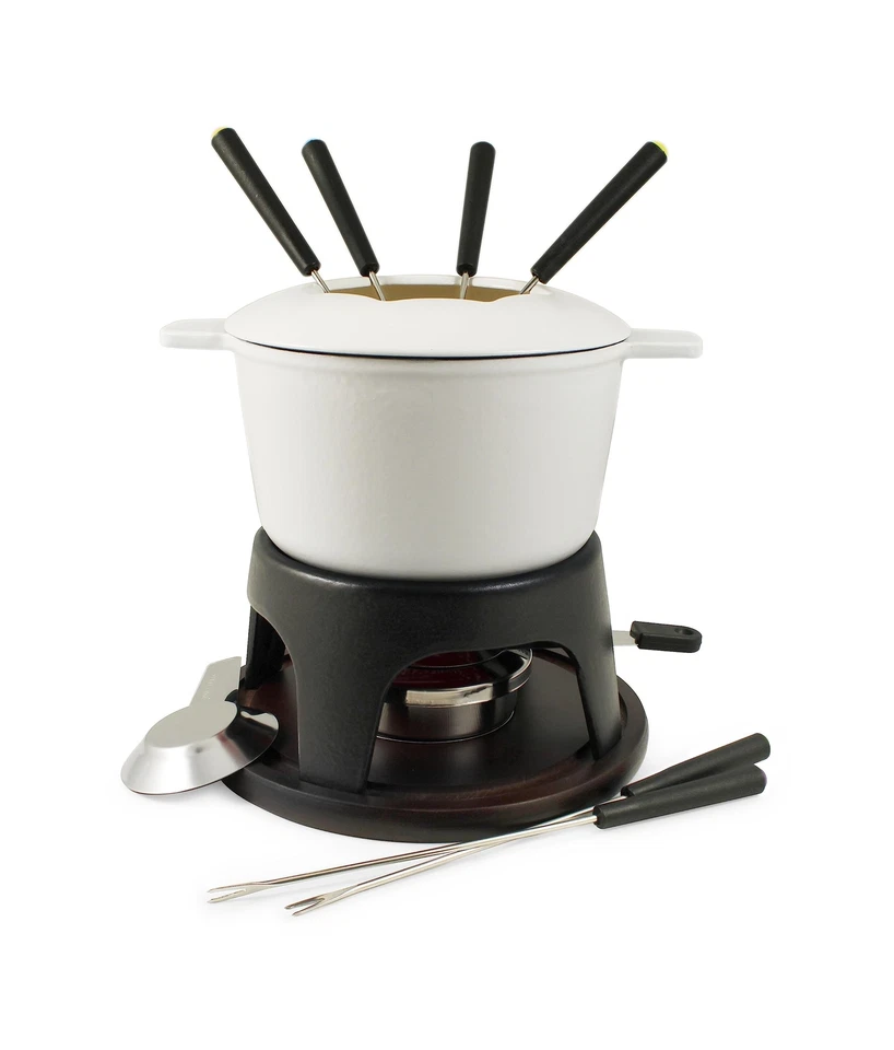 SWISSMAR Sierra 11 Pc Matte White Cast Iron Fondue Set (F66707)