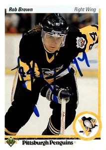 Rob Brown - Signed 1990-91 Upper Deck Card #142 - Picture 1 of 2
