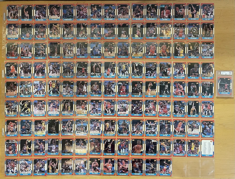 Conjunto completo de basquete Fleer 1986-87 exceto Jordan quase perfeito - Imagem 1 de 4