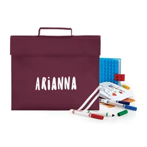 Personalisierte Büchertasche bedruckt mit Namen, perfekt für die Schule - weinrot Büchertasche - Bild 1 von 9