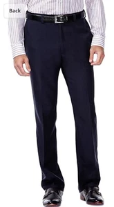 HAGGAR Mens E Clo Repreve Stria Classic Fit Flat Front Dress Pant 34Wx34L,Blue - Picture 1 of 8