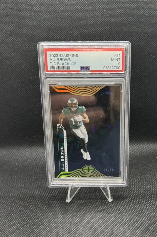 A.J. BROWN 2022 PANINI ILLUSIONS #81 BLACK ICE PARALLEL #13/50 PSA 9 - Image 1 of 2